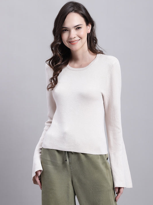 Round Neck Beige Top