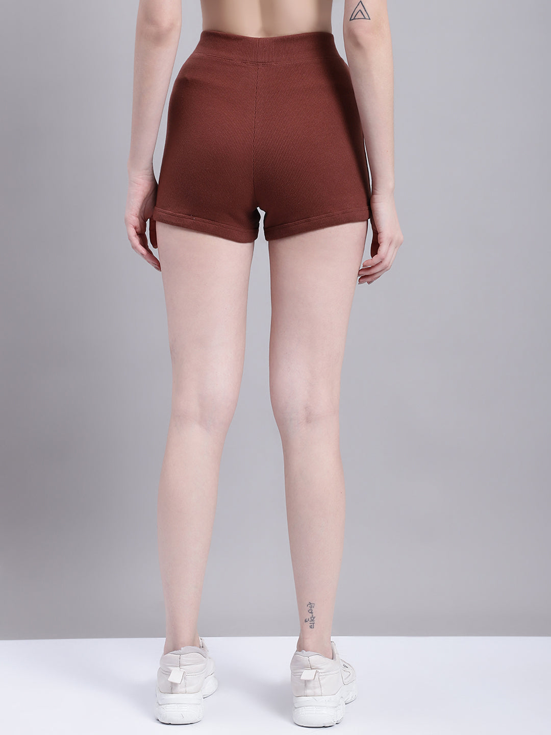 Acrylic Chocolate Brown Ribbed Bike Short