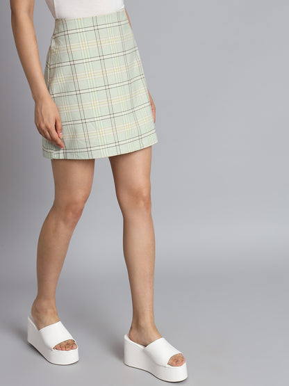 Polyester Houndstooth Print Casual A-Line Skirt