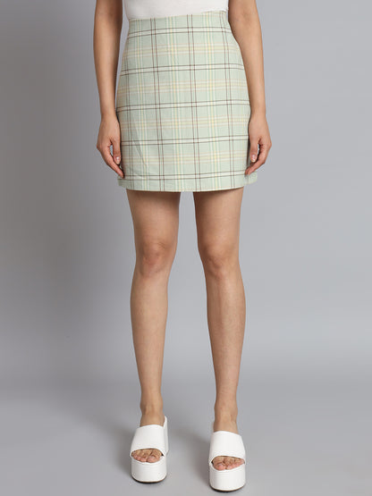 Polyester Houndstooth Print Casual A-Line Skirt