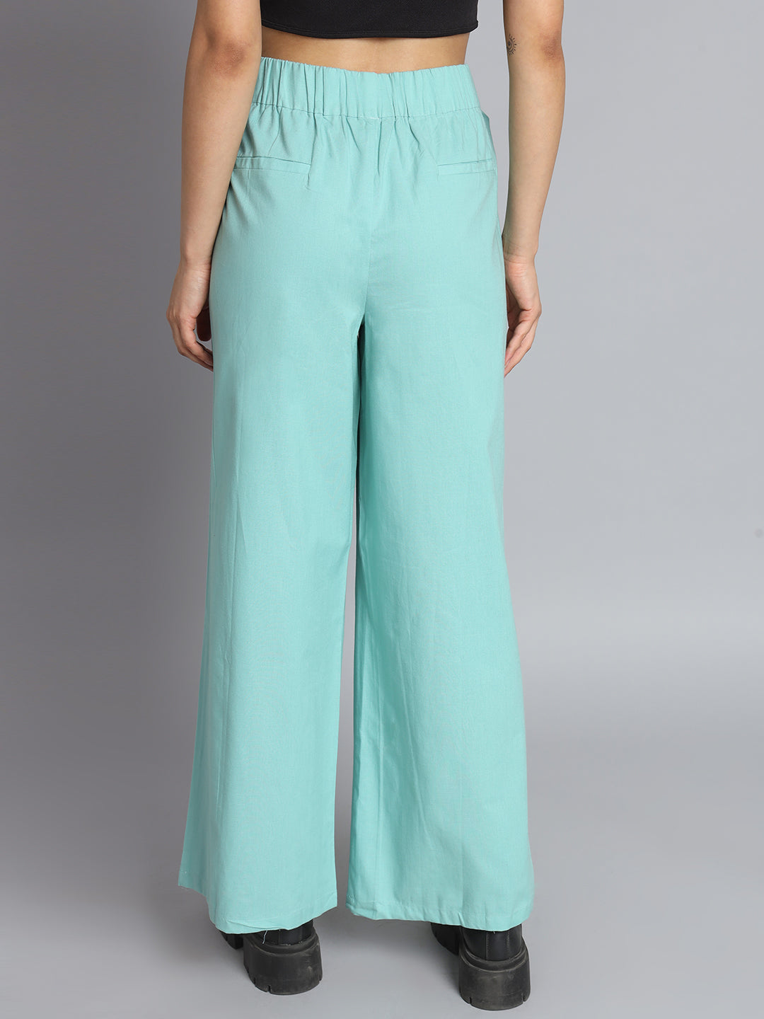 Office Wear Plus Size Sea Green Trouser Pant