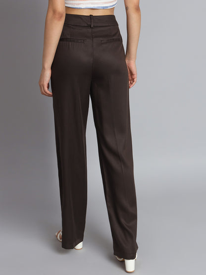 Cotton Plus Size Office wear Dark Brown Trouser Pant