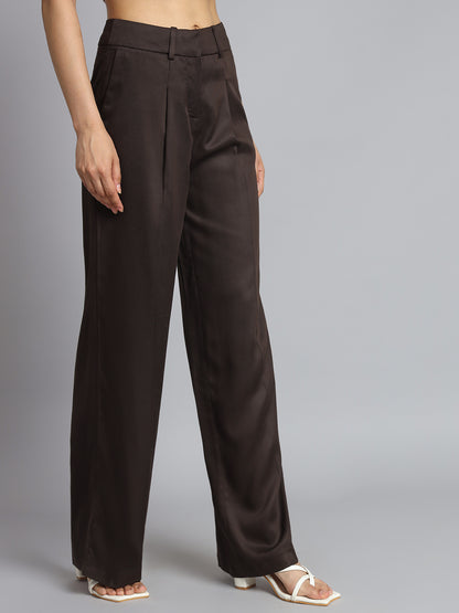 Cotton Plus Size Office wear Dark Brown Trouser Pant