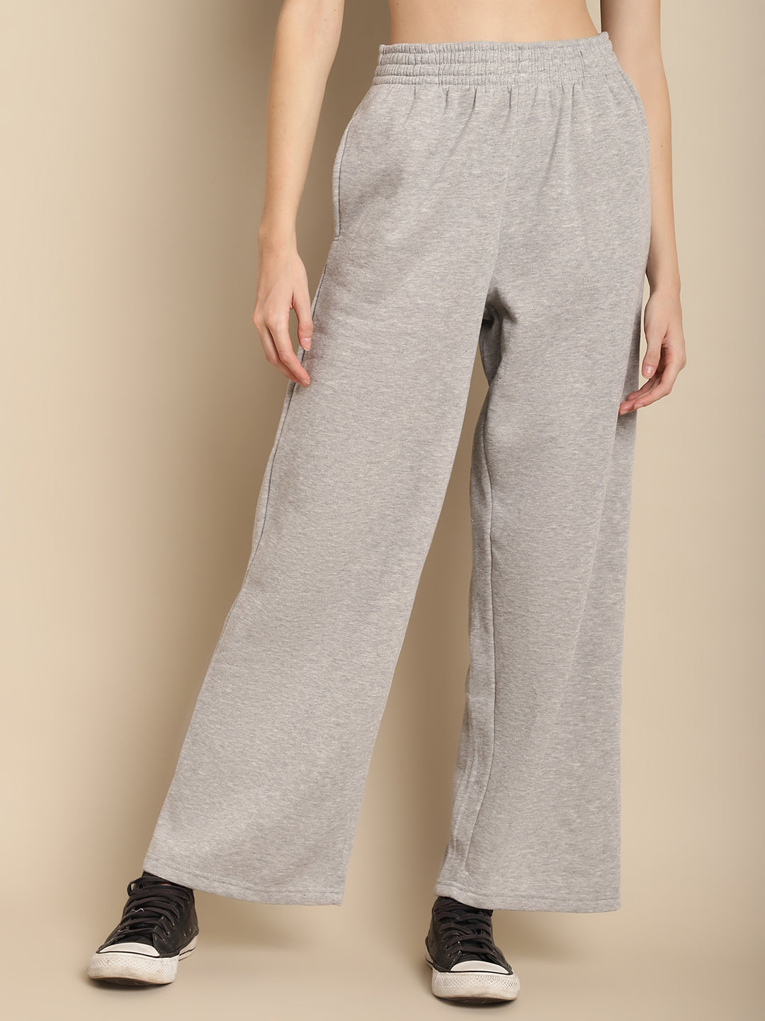 Grey straight leg trousers