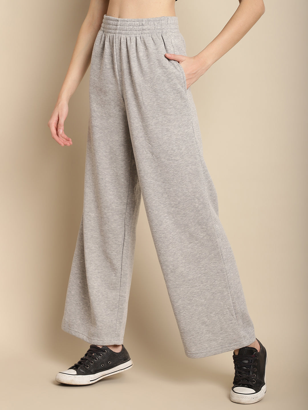 Grey straight leg trousers