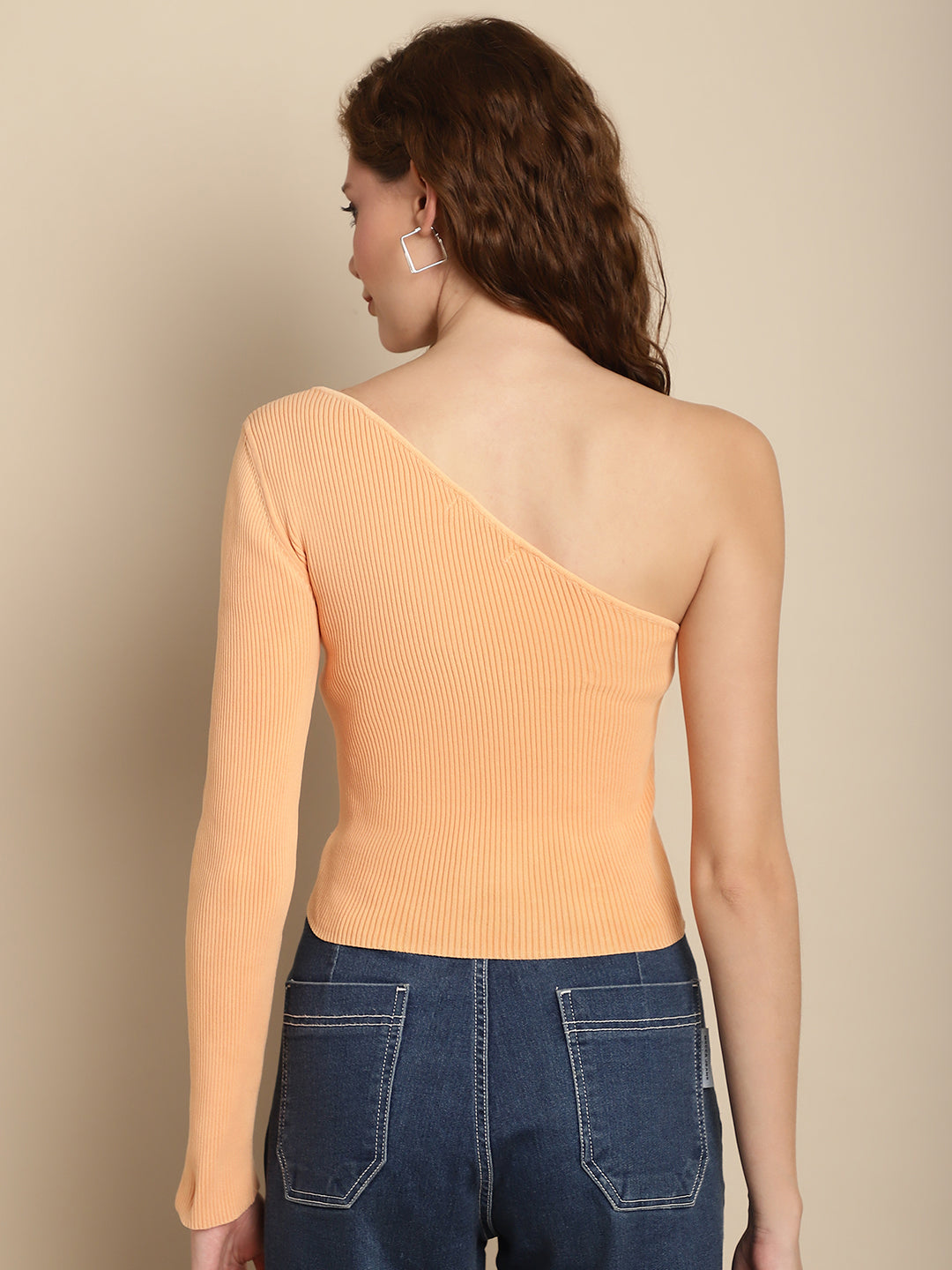 Acrylic One Side Shoulder Orange Classic Top