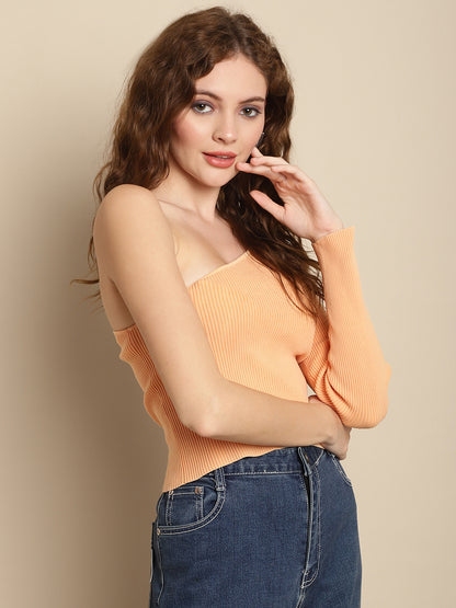 Acrylic One Side Shoulder Orange Classic Top