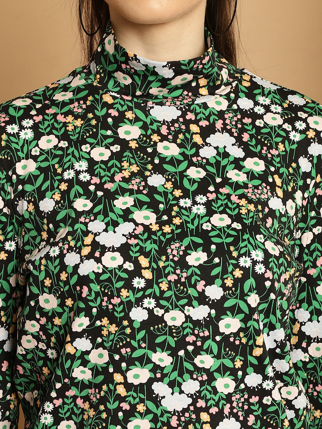 High-Neck Full Sleeve Floral Top