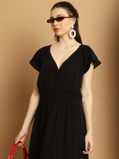 Black Sleeveless Dress with pockets