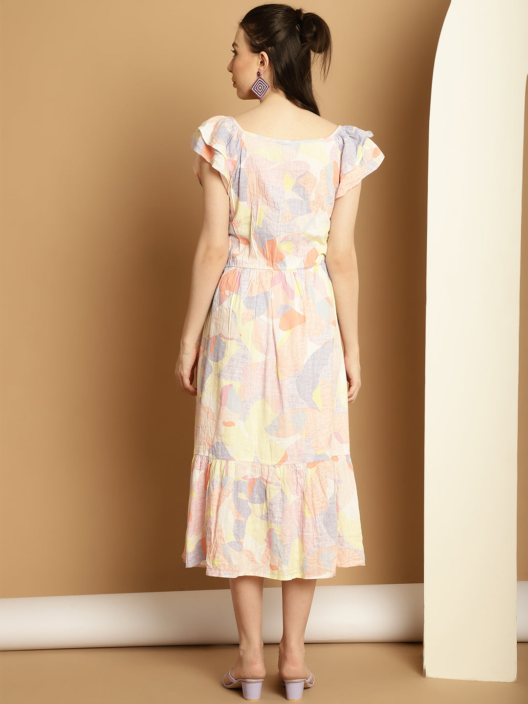 Round Neck Printed Multi-color dress