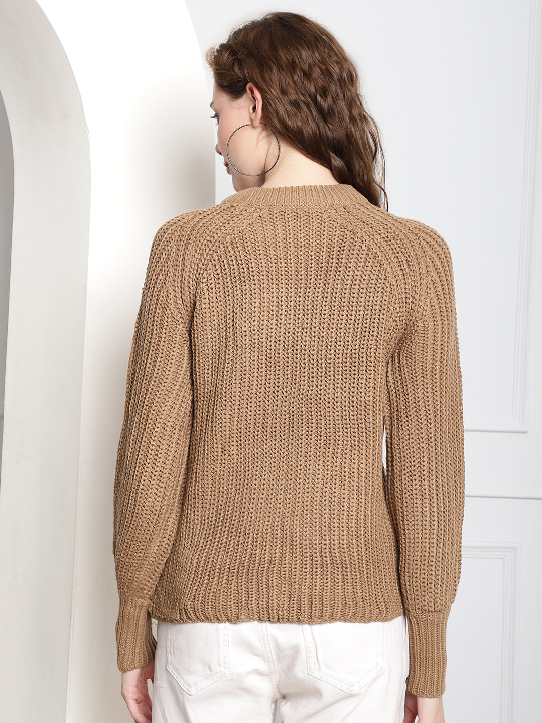 Round Neck Brown Sweater