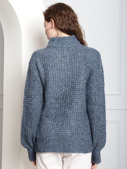 Dark Blue Turtle Neck Full Sleeve Sweater