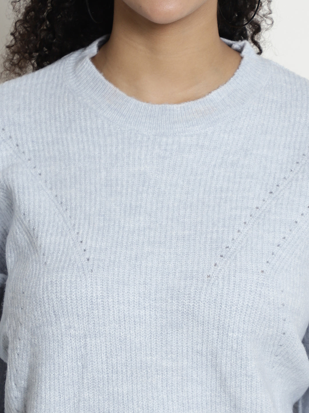 Round Neck Blue Sweater