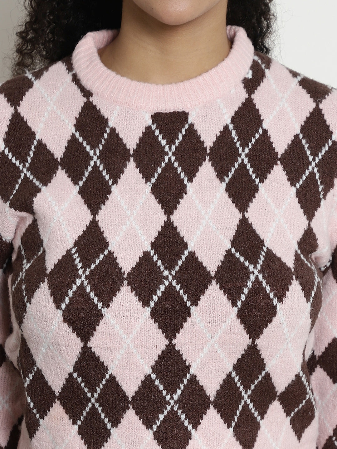 Checkered Round Neck Sweater