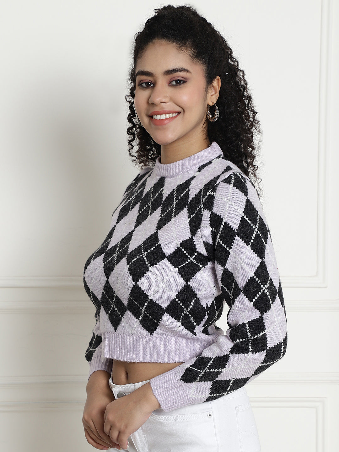 Checkered Round Neck Sweater