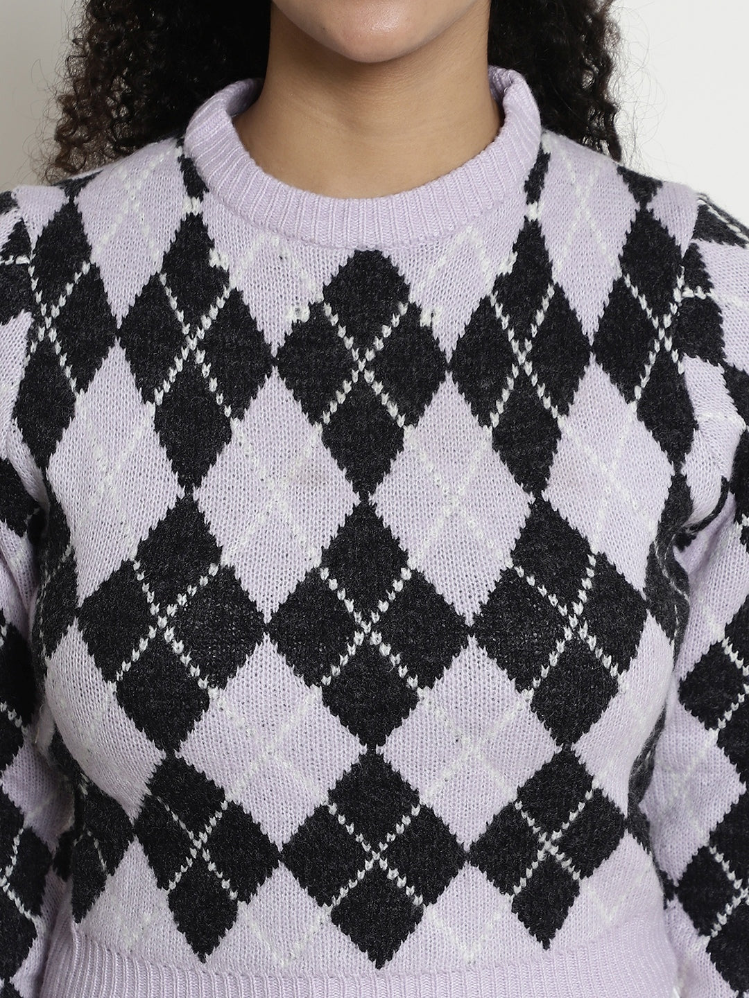 Checkered Round Neck Sweater