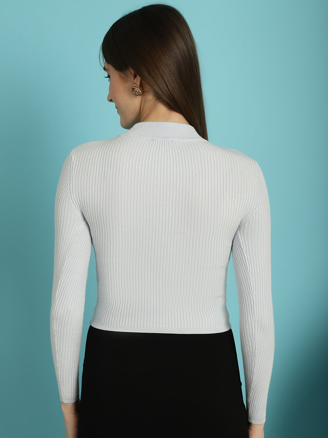 Full Sleeve Ribbed Sky Blue Sweater