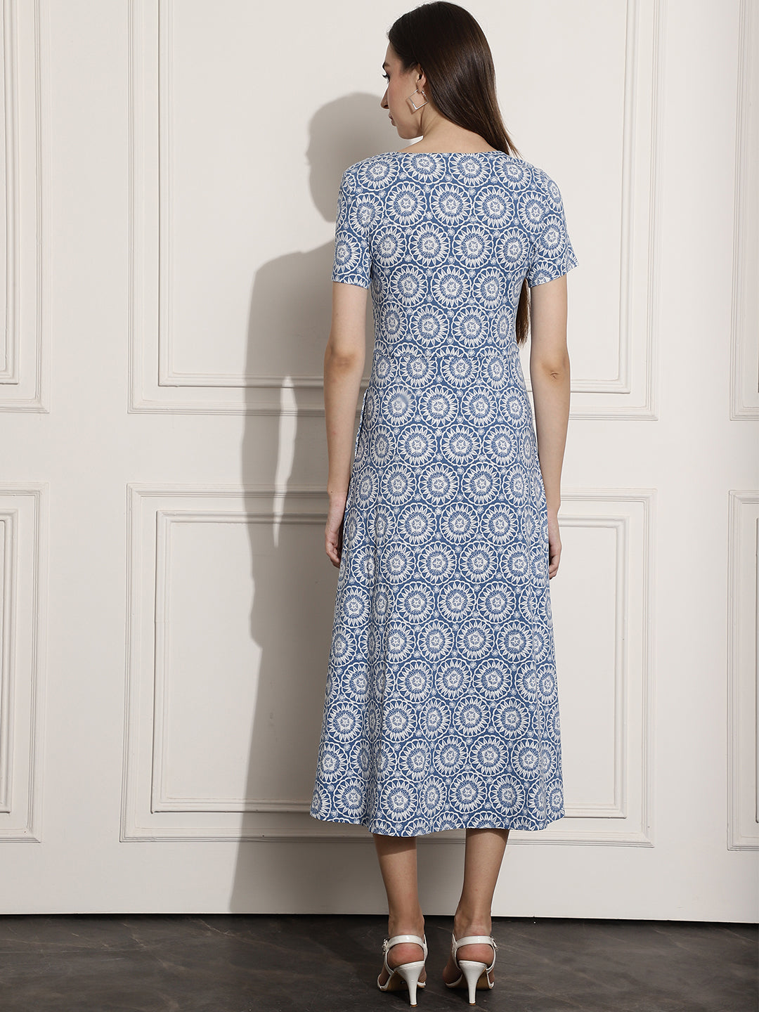 Cotton Printed Blue Dress