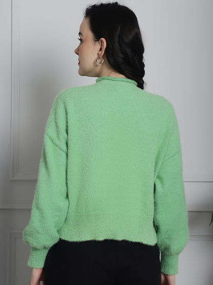 Acrylic Full Sleeve Green Sweater