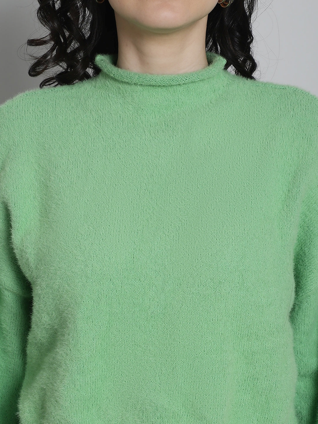 Acrylic Full Sleeve Green Sweater