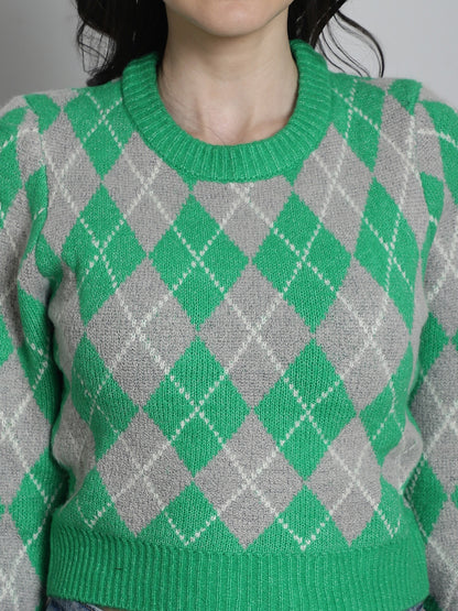 Acrylic Full Sleeve Green sweater