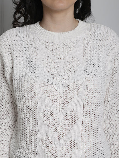 Polyester Knitted White sweater