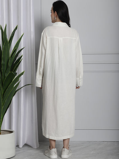 Long Cotton Relax fit White Shirt Dress