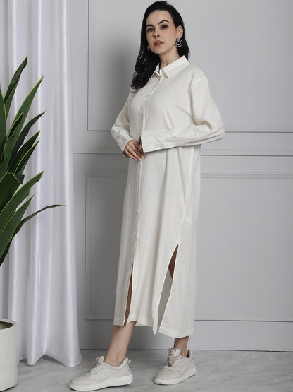 Long Cotton Relax fit White Shirt Dress