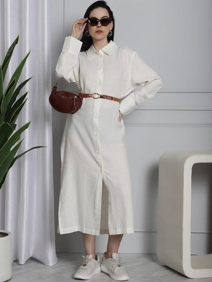 Long Cotton Relax fit White Shirt Dress