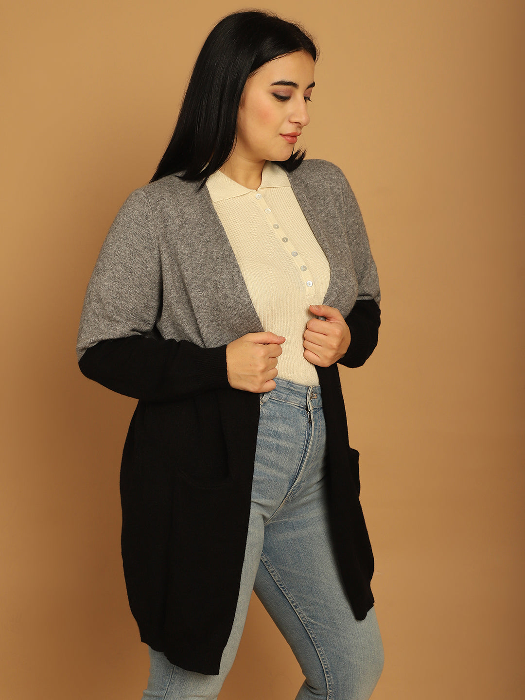 Acrylic Black and Grey Shrug