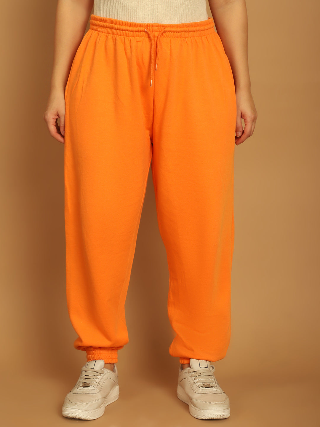 Orange Elastic with Drawstring Basic Jogger