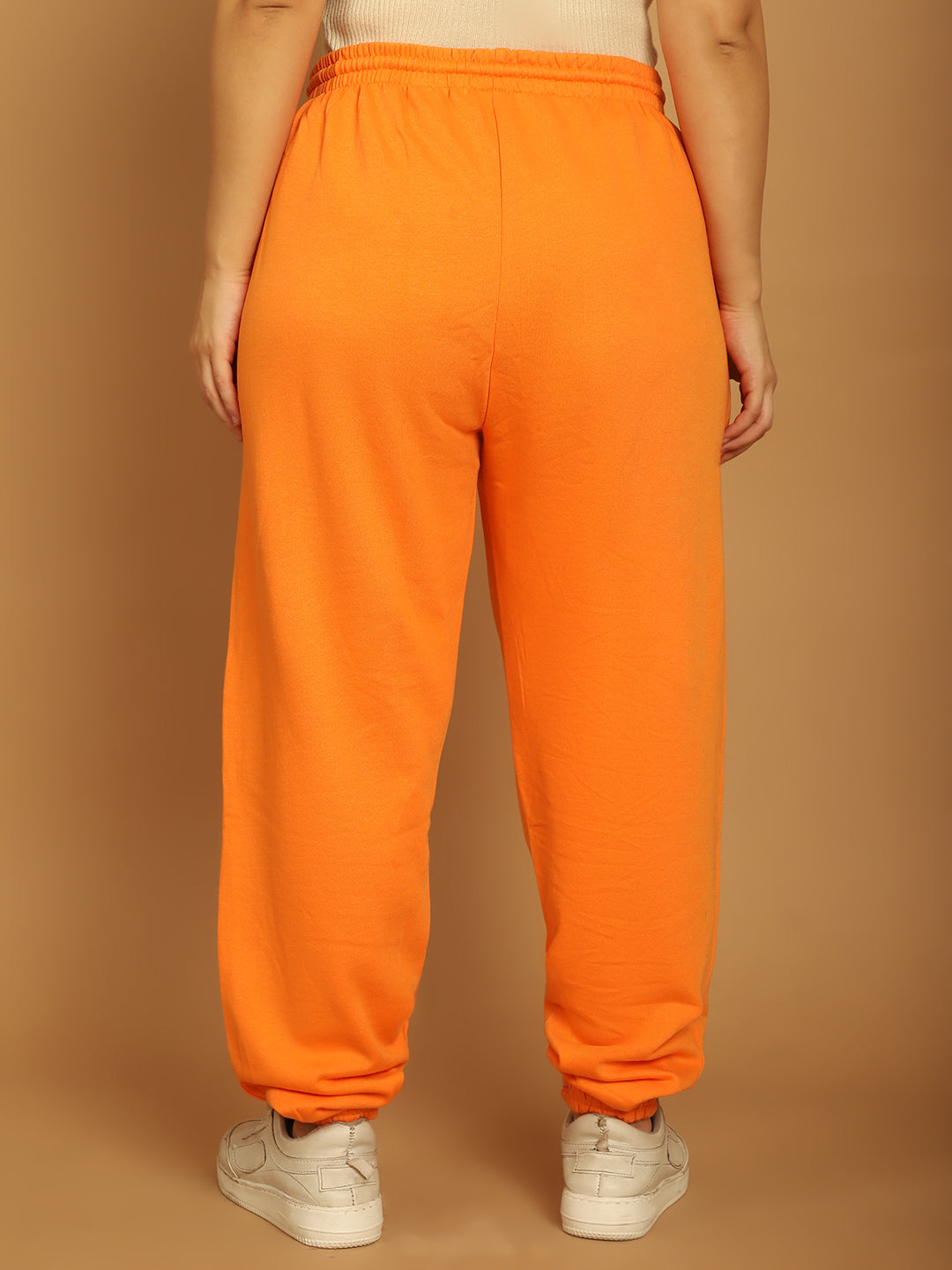 Orange Elastic with Drawstring Basic Jogger