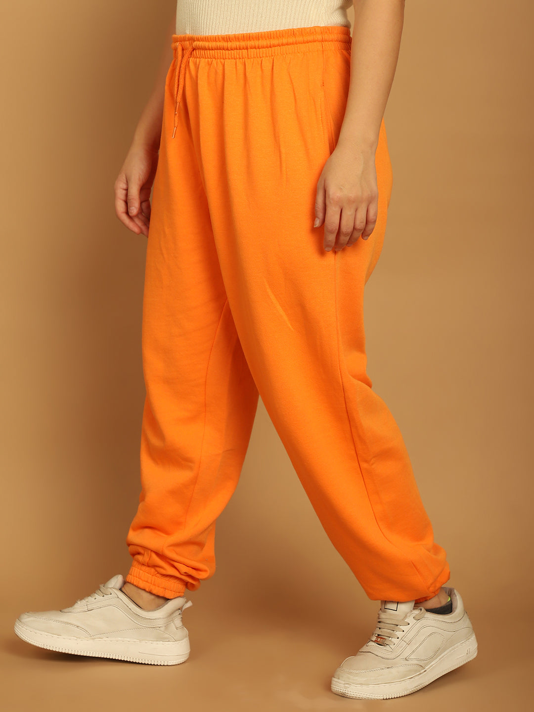 Orange Elastic with Drawstring Basic Jogger