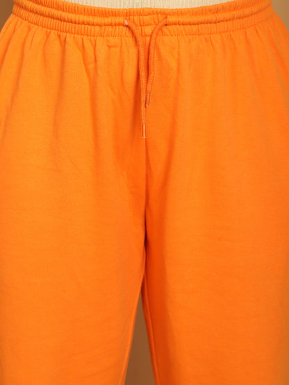 Orange Elastic with Drawstring Basic Jogger