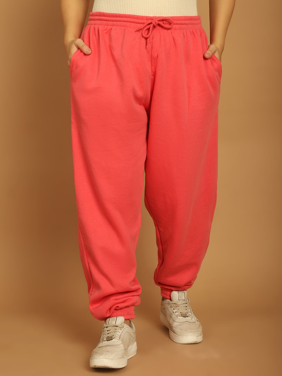 Neon Pink Elastic with Drawstring Basic Jogger