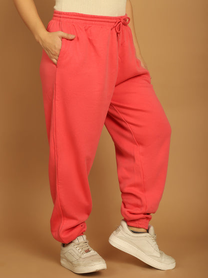 Neon Pink Elastic with Drawstring Basic Jogger