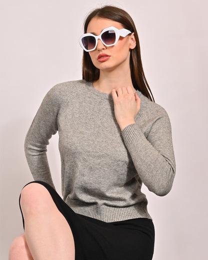 Acrylic Full Sleeve with Round Neck Grey Sweater