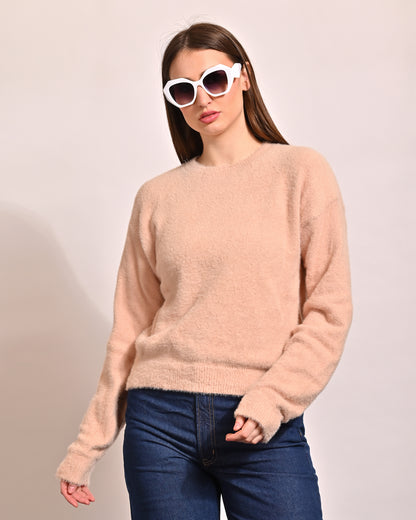 Cotton Full Sleeve with Round Neck Baby Pink Sweater