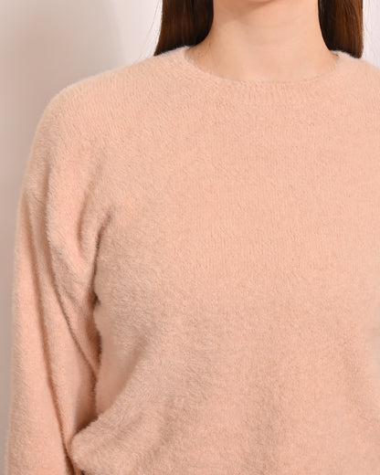 Cotton Full Sleeve with Round Neck Baby Pink Sweater