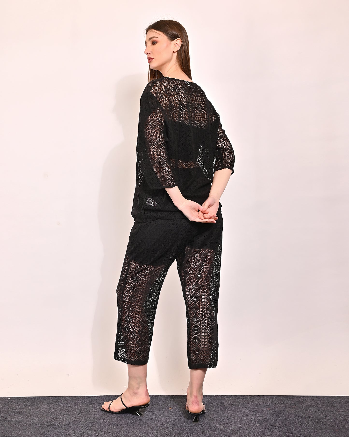 Polyester Black Top & Trouser Co-Ord (Set of 2 )