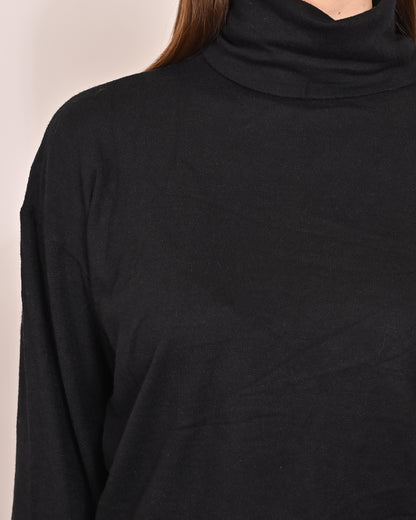 Viscose Full Sleeve with High-Neck Black Sweater