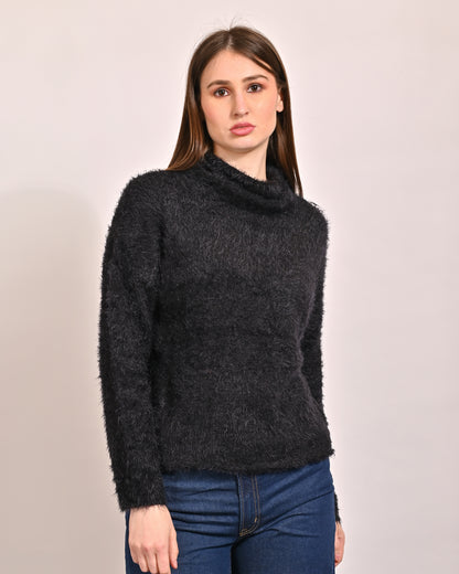 Polyamide Round Neck with Black Furr Sweater