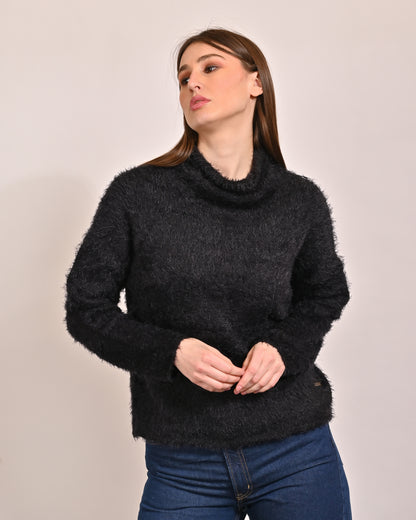 Polyamide Round Neck with Black Furr Sweater