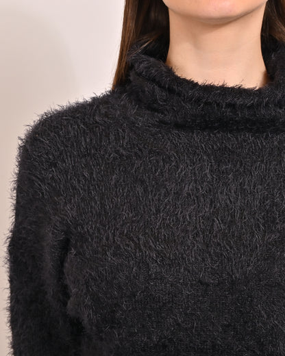 Polyamide Round Neck with Black Furr Sweater