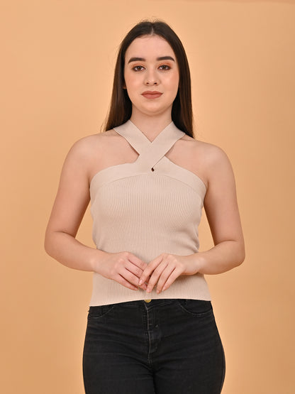 Halter Neck Beige Crop top