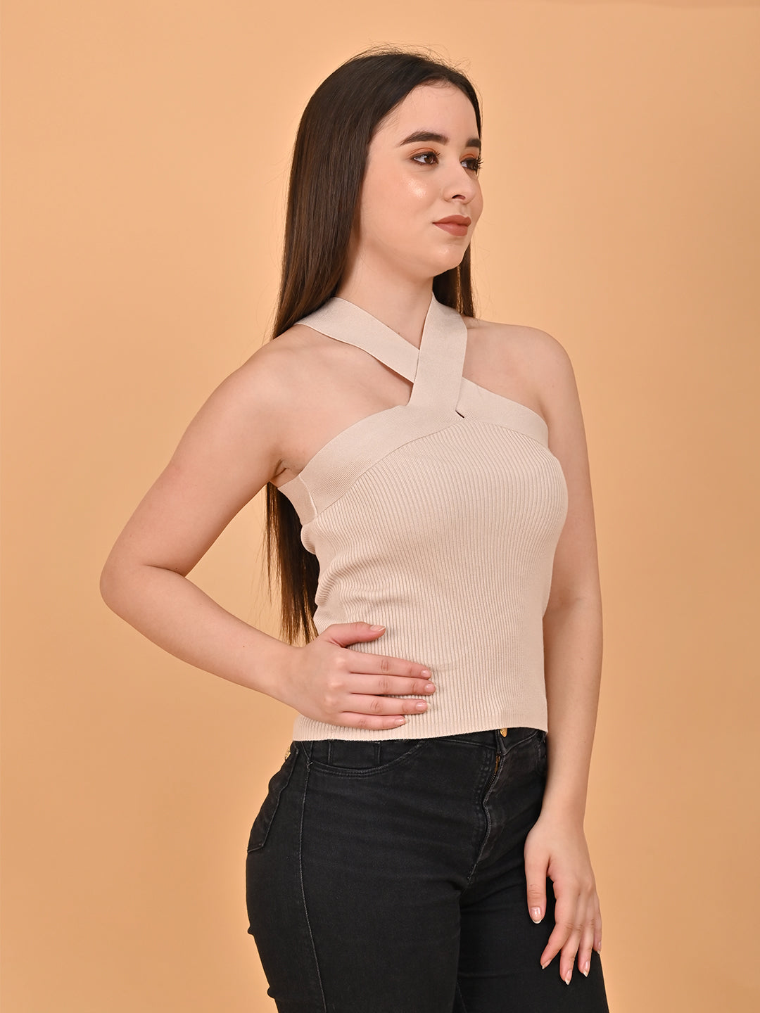 Halter Neck Beige Crop top