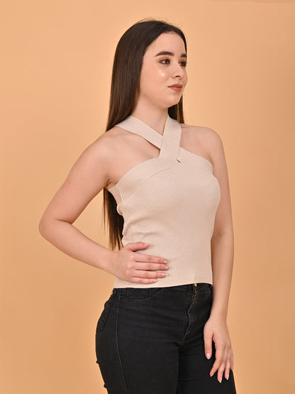 Halter Neck Beige Crop top