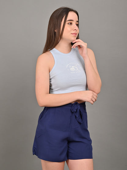 Light Blue Scoop Neck Tank Crop Top