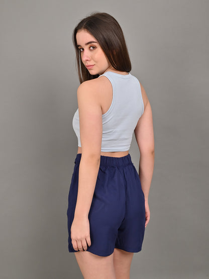 Light Blue Scoop Neck Tank Crop Top