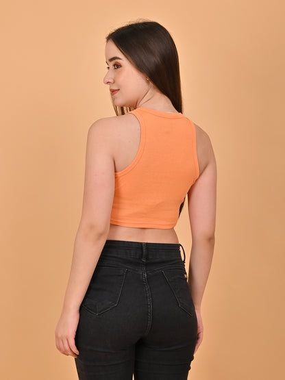 Orange Scoop Neck Tank Crop Top